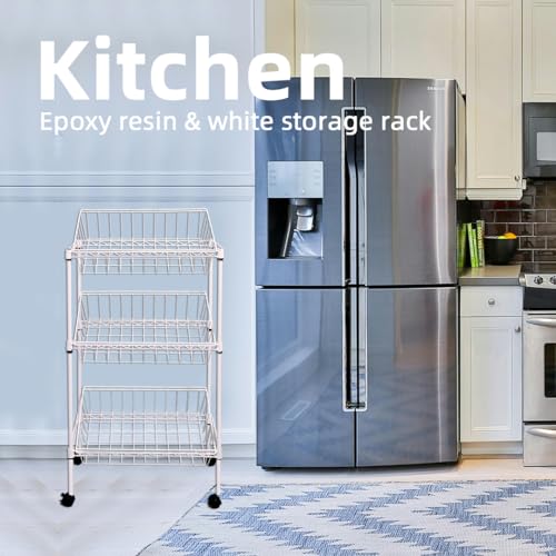 NSF white 3-layer storage rack, kitchen basket rack, vegetable tableware sorting, laundry room dirty clothes storage, detachable storage basket, multifunctional household epoxy resin - size: 3-White DIY basket
