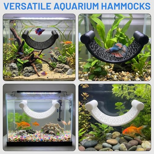 2 PCS Betta Hammock, Betta Fish Hammock for Aquarium, Betta Hammocks for Small Tank, Beta Hammocks, Beta Bed, Black and White
