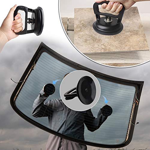 FCHO Glass Suction Cup Heavy Duty Aluminum Vacuum Plate Puller Handle Holder Hooks Duty Galss Lifting/Tile Suction Cup Lifter/Moving Glass/Pad for Lifting (Black, 2Pack) - color: Black