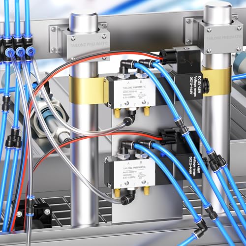 TAILONZ PNEUMATIC 1/4 Inch od Push to Connect Fittings Pneumatic Fittings Kit 10 Spliters+10 Elbows+10 tee+10 Straight+10 PPF+10 PP (60 pcs)