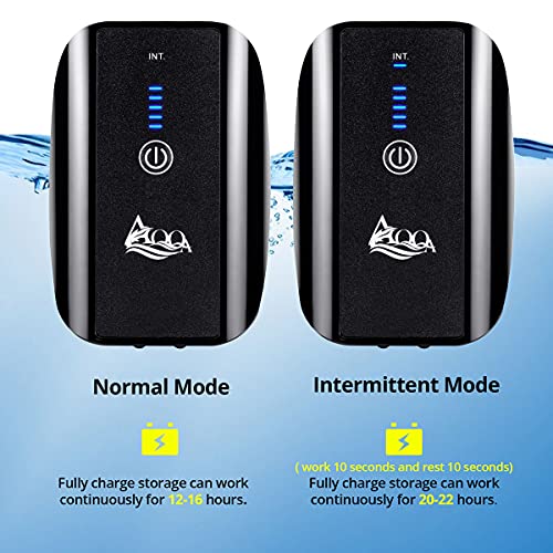 AQQA Aquarium Rechargeable Air Pump,Multifunctional Portable Energy Saving Power Quiet Oxygen Pump, One/Dual Outlets with Air Stone,Suitable for Indoors Power Outages Fishing - size: 2.5W(0-140gal)