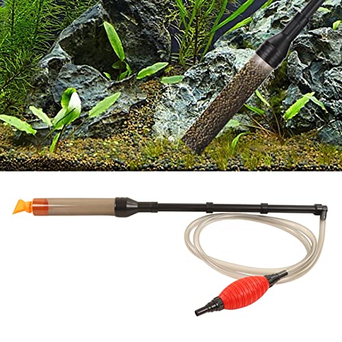 Aquarium Gravel Cleaner, Fish Tank Vacuum Cleaner with Red Air Bag, Manual Water Changer for Sand and Gravel, Includes Hose and Glass Scraper for Freshwater and Saltwater