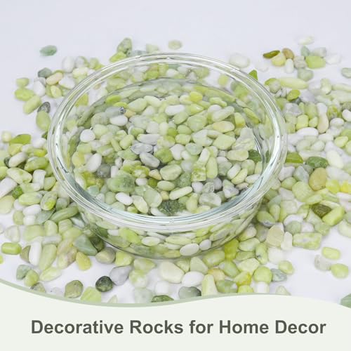 5 lbs Jade Pebbles for Indoor Plants, Decorative Pebbles for Bamboo, Vase, 3/8" Plant Gravel for Pots Indoor, Highly Polished Small River Rocks - color: Jade