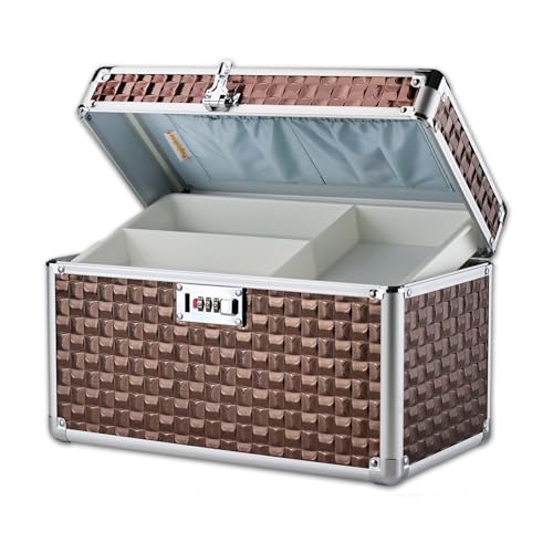 Portable Combination Lock Storage Box with Handle – Multipurpose Locking Case for Home & Outdoor Use, Secure Storage for Accessories, Medicine, Cosmetics, Toys & Tools (Brown, Large) - color: Brown, size: Large