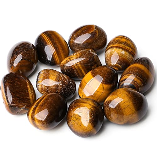 DUQGUHO Tiger Eye Healing Crystals Stones Set Natural Bulk Crystals Tumbled Polished Irregular Crystal Stones Bulk Rocks 0.45 lbs - color: 04 Tiger Eye