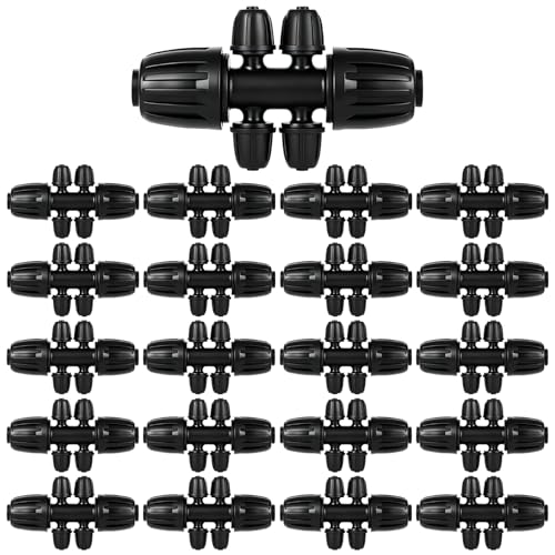 1/2 Inch to 1/4 Inch Tubing Irrigation Fittings for (1/2'' ID x 0.60''-0.63'' OD) 16mm Drip Tubing,Locked Barbed Tee Connectors (20 Pcs Barbed Tee 6-Way) - size: 20 Pcs 1/2 to 1/4 Inch Locked Barbed 6-Way