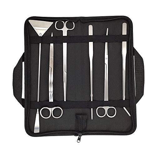 Aquascaping Tools 7 in 1 Kit Aquarium Plant Scissors Tools Set Curved & Waved Scissor Tweezers Spatula Stainless Steel Anti Rust Tools for Fish Tank Cleaning Plant Trimming