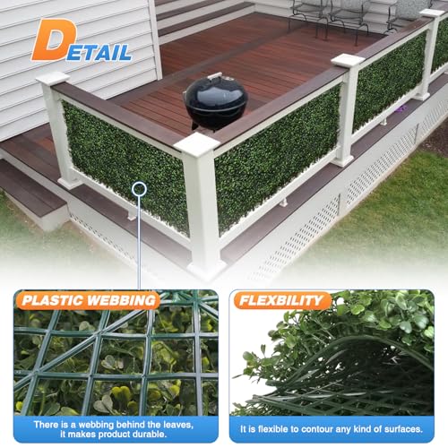 TANG 20"x20"-1PC Artificial Greenery Boxwood Panels Grass Wall Panel, Faux Privacy Fence Ivy Screens Backdrop Fake Hedge for Indoor Outdoor Wedding Décor, Dark Milan Boxwood Panel - color: Dark Milan Boxwood Panel, size: 20"x20"