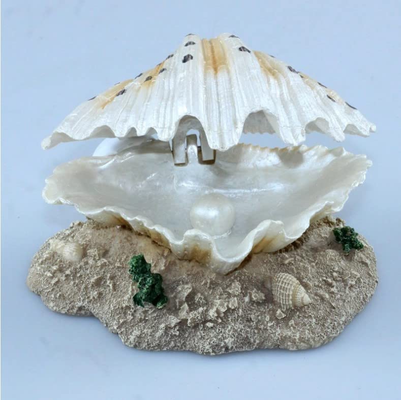 Shell Pearl Bubbler Decor Fish Aquarium Foldable Shell Fishes Shrimp Hiding House Cave Resin Fish Shrimp Breeding Hiding Cave Shelter Aquarium Landscaping Decoration