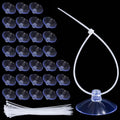 30PCS Aquarium Suction Cups 35mm Mini Suction Cups with 50PCS Adjustabletransparent Zip Ties Fish Tank Suction-Cups Small Sea Sucker Suction-Cup for Plants, Planter, Binding Moss, Window