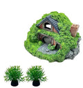 Aquarium Decor Resin Hobbit House Hideout Cave, Hollow Hole Shelter, Fish Tank Hut Ornaments, Mini Garden Landscaping Fish Tank Accessories for Betta