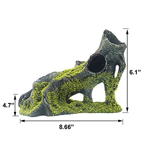 Aquarium Artificial Tree Hole Resin Aquarium Ornament, Resin Tree Stump Branch for Reptile Habitat Decoration, Tree Trunk Fish Tank Decoration Aquarium Hideaway Rock Cave House Hide Hut