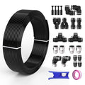 3/8 Air line,3/8" inch OD Air Hose Kit,Airline Tubing Repair Kit Compressor Tube with Push to Connectors Fittings (Black-32.8FT/10M)