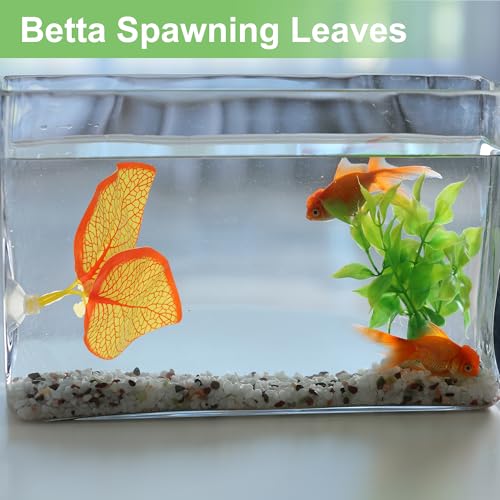 Betta Fish Leaf, Natural Habitat Simulation for Betta Spawnings Grounds, Betta Spawnings Leaves, Resting Bed, Double Leaves, Orange Yellow