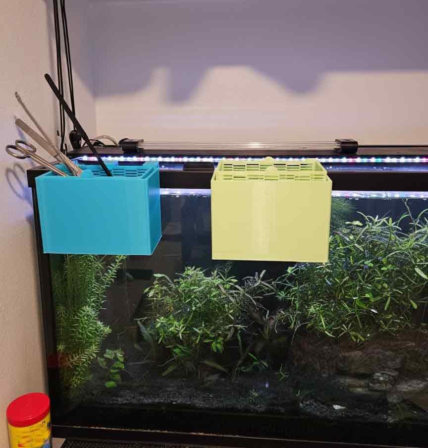Aquarium Cleaning Tool Storage Basket – Hanging Fish Tank Tool Organizer with Removable Drainage Basket, Suitable for Storing scrapers, siphons, Fishing nets, and Other Tools.