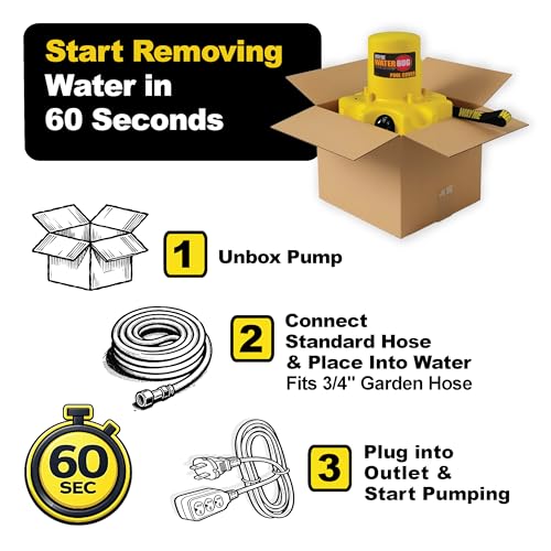 Wayne WaterBUG Automatic Pool Cover Pump – Freeze-Protected Submersible Water Pump for Winter Pool Covers, 1,900 GPH, Above Ground & In-Ground Pools, 25 ft Cord - style: WaterBUG Pool Cover