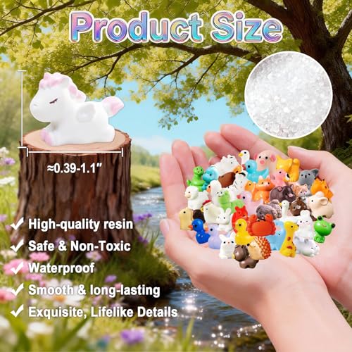 Miniature Resin Animal Figures - 40 Styles Tiny Collectible Animals for Fairy Garden, DIY Landscape, Terrain Building, Home Decor, Desk Display and Aquarium Models (Animal Mix)