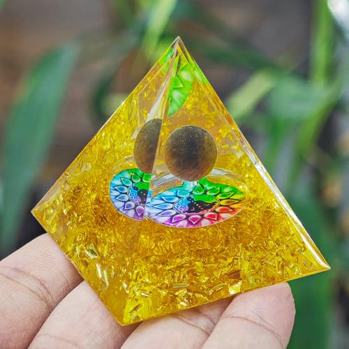 2inches Pyramid Decor Natural Crystal Energy Generator Pyramid Chakra Energy Crystal Pyramid Yoga Meditation Tool for Home Decoration Fengshui Ornaments Gift(2 inches Pyramid - Golden Crystal) - color: 2 Inches Pyramid - Golden Crystal