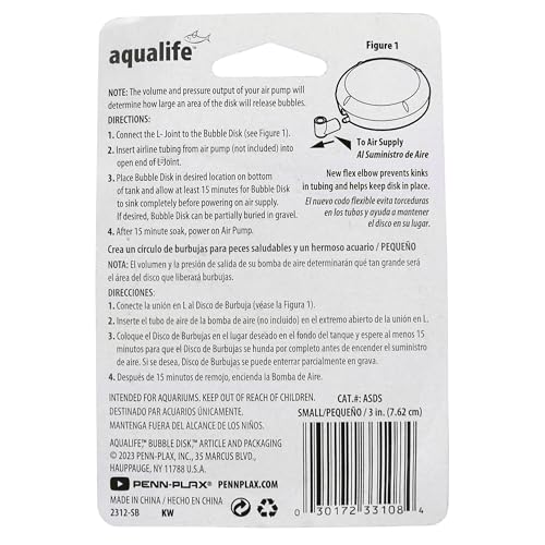 Penn-Plax Aquarium Bubble Disk Aerator - Air Pump Accessories – For Fish Tanks (Small) - size: Small