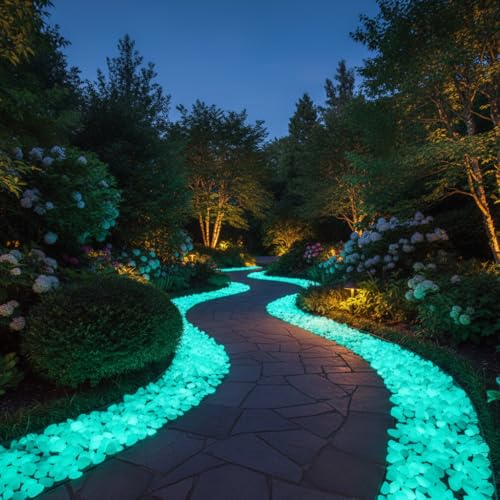 Shiny Stone Glow in the Dark Gravel Stones Rocks, Aquarium Gravel, Glow Rocks Stones,Decorative Rocks for Fish Tank Aquarium Garden Planter Landscape Decoration,280g/10oz (8-15mm, Blue Green) - color: Blue Green, size: 8-15mm
