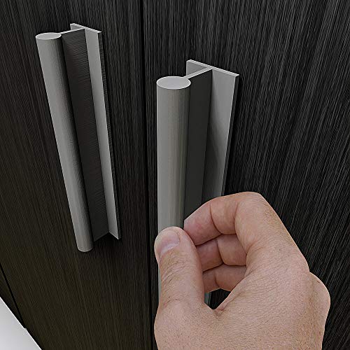 HRX Self-Adhesive Edge Fingerpull Door Handle - Easy to Install Screwless Peel and Stick on Glass, Wood, Metal, Plastic - Sliding Doors Knob for Kitchen Fronts, Drawers & Dressers Panels - 2 Pack - color: Clear Anodized