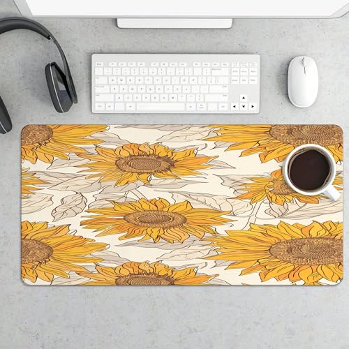 XXL Gaming Mouse Pad Sunflower Vintage Floral Flower XXL Gaming Mouse Pad Large Desk Mat Protector for Desktop, Anti-Slip Rubber Extended Computer Keyboard Mat Writing Pad, 15.7 * 35.4 in,B-1476 - color: B-1476, size: 15.7*35.4 In