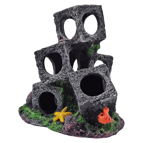 Aquarium Decorations, Aquarium Block Decorative Accessories Ideal for Aquatic Pets, Betta Fish, Shrimp, and More Provides Play, Rest, and Hiding Spots