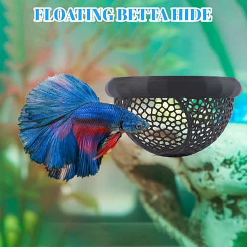 2PCS Floating Betta Hammock & Shrimp Shelter, Beta Fish Tank Decor, Aquarium Beta Hideout, 3D Printed Aquarium Decor with Feeding Ring, Safe Resting Spot for Betta Fish, Shrimp and Small Fish