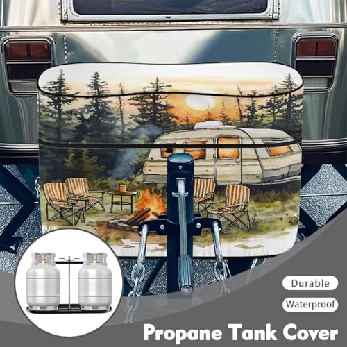 Camp Camper RV Propane Tank Cover Propane Gas Cylinder Cover Lightweight Four Seasons General 20 Pound Double for RV/Trailer/Camper - color: Camp, size: S(20LB)