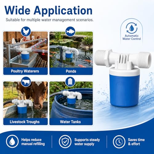 2PCS 3/4'' Side Inlet Water Float Valve, Automatic Water Level Control Valve,Shut Off Valves for Water Tank, Pool, Livestock Troughs - size: 3/4'' --2 Pcs