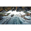 Winter Waterfall Aquarium Background Maligne Canyon of Rock Eroded Fish Tank Background Wintry Frosty Ice Waterfall Nature Landscape Terrarium Backgrounds Winter Pine Trees Tank Backgrounds 24x12in - color: Dark Brown, size: 24(W)x12(H)inches/ 60(W)*30cm(