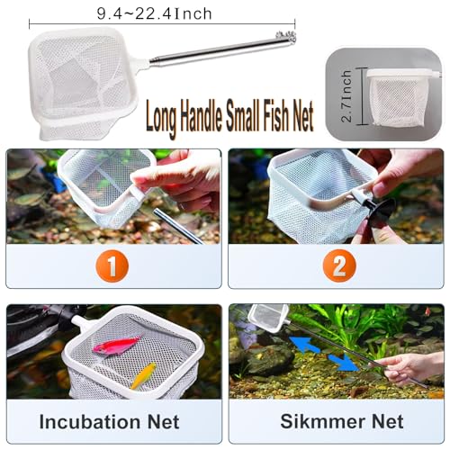 Carefree Fish Aquarium Gravel Cleaner 15~30In with 6Ft Water Hose Fish Tank Water Changer Sand Vacuum with Skimmer Net and Long Handle Sponge Brush Algae Scraper