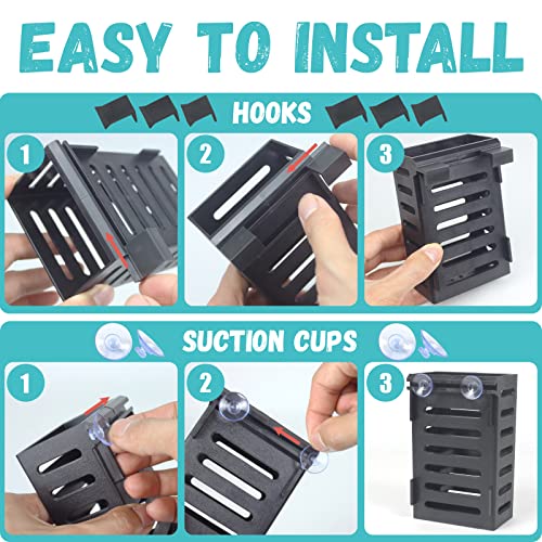 4 Pcs Aquarium Plant Holder, Fish Tank Plant Holder with Hooks and Suction Cups, Aquarium Planter Cups for Emersed Plants, Suitable for Aquatic Plant Cultivation and Water Feature Decoration. - color: 4 PCS Black_Hook+Suction cup