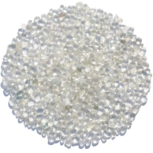 Sea Glass Stones - White Clear Glass Pebbles Gemstones - Perfect for Aquarium Rocks, Fish Tank Gravel, Vase Fillers, DIY Crafts, and Home Decor (0.9LB/14oz) - color: White