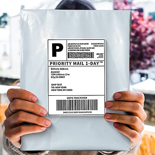 POLYSELLS 100 pcs 10x13 Inches White x Silver Poly Mailers Shipping Envelopes, Strong Adhesive Sealing, Waterproof, and Tear-resistant Postal Mailing Bags for Clothing, Books, and Accessories - size: 10"x13" 100 PCS