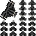 Boao 20 Pcs 1/4 Inch Pneumatic Push to Connect Tee Fittings - Plastic 3 Way Air Line Adapter, Quick Connect Tube Connectors for Industrial Automation, Auto Repair, DIY Air Tools(1/4 Inch)