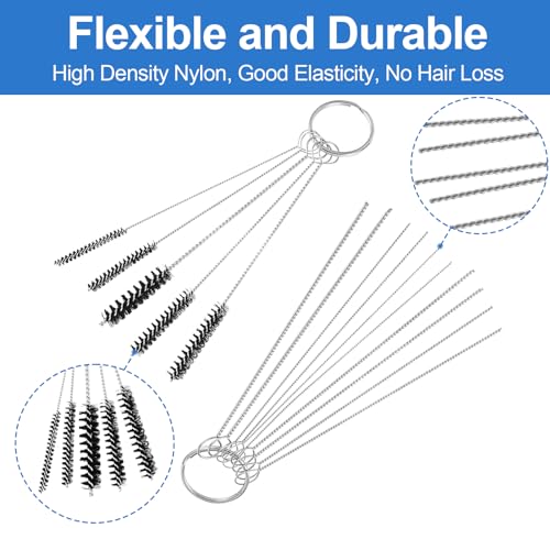 Carburetor Cleaning Kit, Premium Torch Tip Cleaner, Stainless Steel 13 Clean Line Set 10 Needles 5 Nylon Brushes 1 Pointed Picks for Small Engine Lawnmower Welding Stove Airbrush Spray Gun