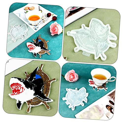NUOBESTY Shark Coaster Mold Silicone DIY Epoxy Resin Mat for Coffee Tea Easy Release Craft Tool Compatible Resin Materials for Home Decor and Creative Projects
