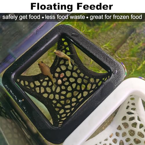 Floating Betta Hammock and Feeding Ring, Aquarium Beta Hideout, Cave, Bed, Resting Spot, Betta Fish Toys and Decor - color: Square-Black