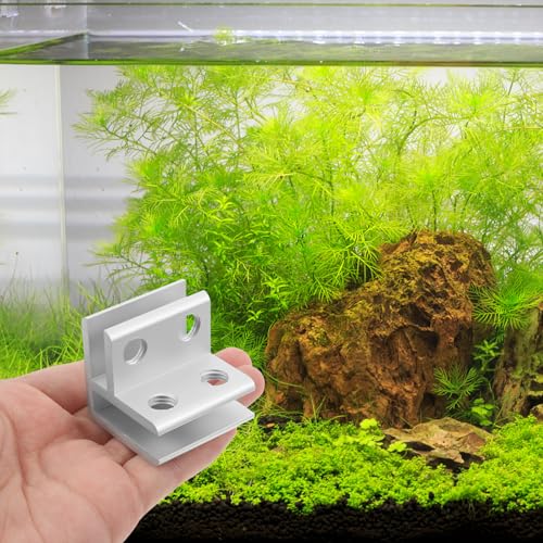 Cabilock Heavy Duty 90 Degree Glass Clamp Bracket for 5-8mm Thickness, Silver Aluminum Alloy Mirror Mounting Clip and Aquarium Lid Holder for Glass Shelf and Plant Box Support