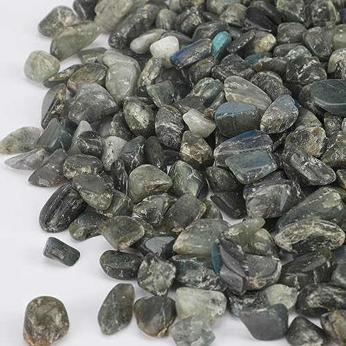 gemshan 2lb/910g Labradorite Stone Chips Crushed Irregular Rock for Fish Tank Aquarium Gravel Flowerpot Decoration - color: Labradorite