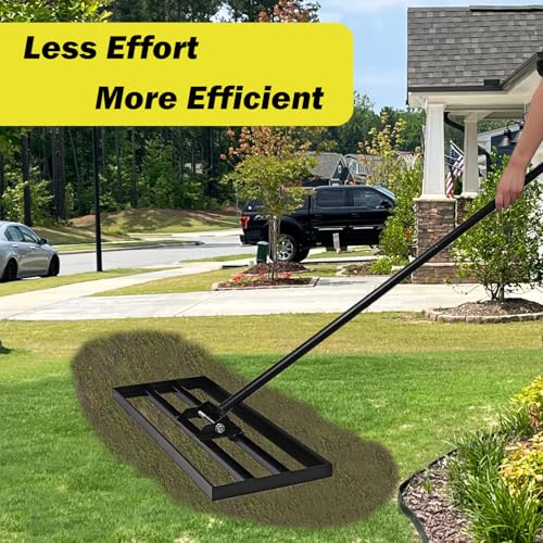 30"x10" Lawn Leveling Rake - High Carbon Steel Yard Lawn Leveler Tool with Adjustable Long Handle | Multi-Surface Levelawn Tool for Soil, Grass, Golf Course, Garden & Farm Care - style: 30"x10"