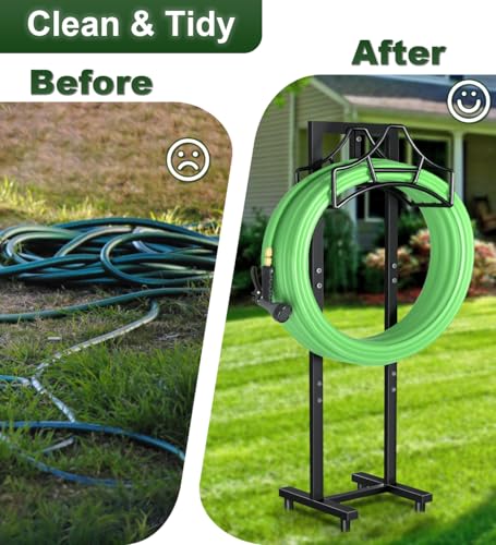Garbuildman Garden Hose Holder With 4 Spikes, Freestanding Metal Hose Stand for Outdoor Garden, Detachable Hose Storage Rack for Lawn & Yard, Volcano Black - size: 4-Spike Volcano
