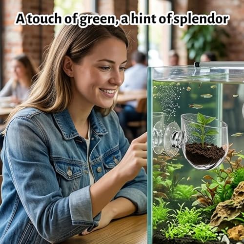 6PCS Shower Plant Holder, Stable Suction Cup Planters for Shower Wall, Aquarium Plant Cups, Multipurpose Water-Resistant Plant Holders for Bathroom and Kitchen Organization