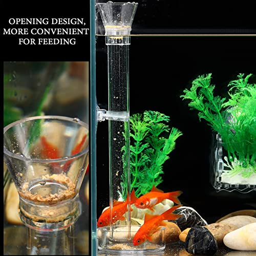 Potchen 12 Pieces Shrimp Feeder Set 4 Acrylic Tubes & 8 Dishes, Clear Crystal Glass Bowl, Fish Tank Feeding Supplies for Shrimp & Betta, 2 Sizes
