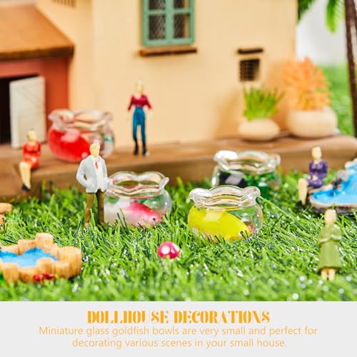 4 Pcs Miniature Dollhouse Accessories, 1: 12 Scale Mini Resin Fish Tank for Garden Scene Decor, Miniature Things for DIY Decorations
