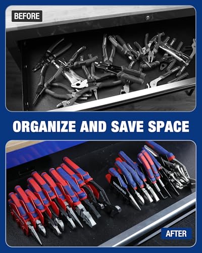 WORKPRO 2-Pack Plier Organizer Rack, Pliers Holder and Cutter Organizer with Non-Slip Rubber Base, 20-Slot Tool Box Organizers, Tool Drawer Organizers, Tool Storage, Plier Rack (Pliers Not Included) - color: Black &Red, size: 2 Pack
