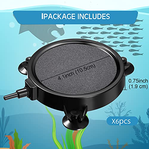 6 Pieces 4 Inch Air Stone Disc Bubble Diffuser Release Tool Fish Tank Bubble for Air Pumps Aquarium Fish Tank Hydroponics Air Pump Dwc Hydroponic Systems and Circulation (Black with Gray)