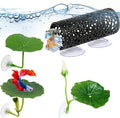 4 Pcs Betta Hammock, Betta Fish Tank Accessories, Betta Fish Hammock with Lotus Decor, Aquarium Decor Set for Betta Fish, Small and Shrimp, Includes Black Tunnel and 3 Lotus Decorations for Play