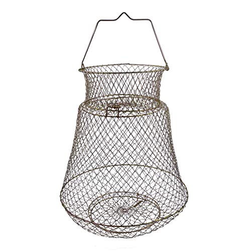 Metal Rustproof Collapsible Fish Basket - Robust and Easy to Use Net Cage for Live Fish